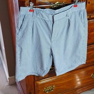 💚Women's Cotton Blue & White Pinstriped Shorts